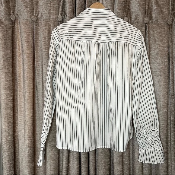 NWT Gap White and Black Striped Collared Button Up Long Sleeve Top Size Small - Picture 10 of 14